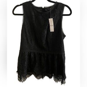 NWT White House Black Market Black Lace Blouse
